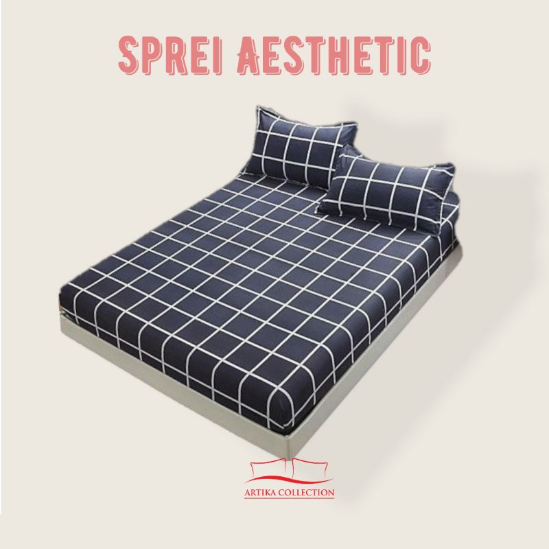 Sprei Motif Abstrak Single King Queen Size 120 160X200 Seprei Sprai Kotak Black Square Monochrome