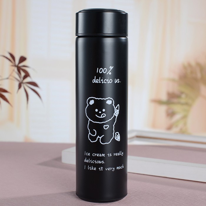 termos air panas Heenoor Botol Air Minum Motif Lucu dan Buah 450ML SD-1112/1113 - Hitam-1112 H3D9 BA