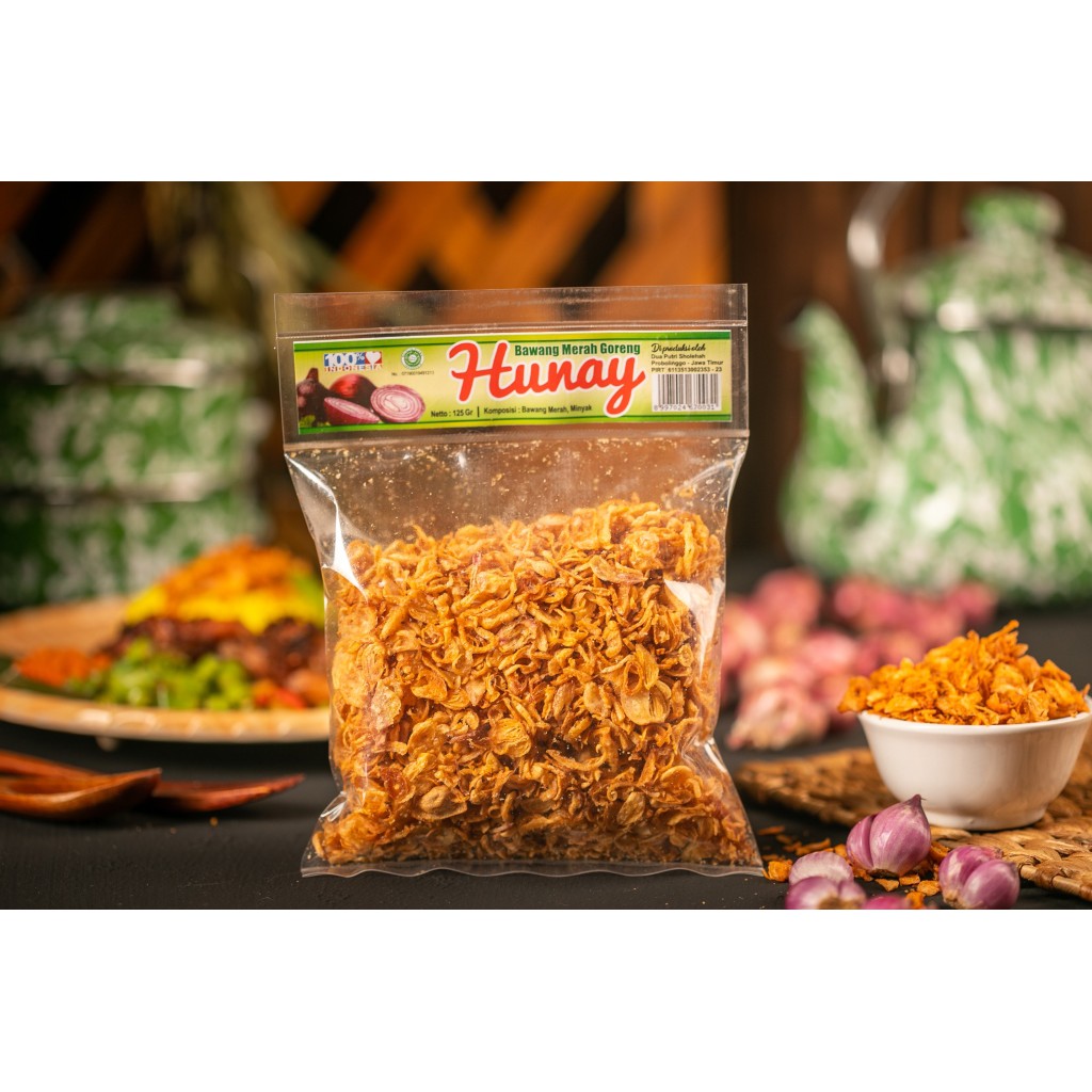 

Bawang Merah goreng Hunay Plastik 125 gram | 100% tanpa bahan pengawet, kualitas premium dan Halal
