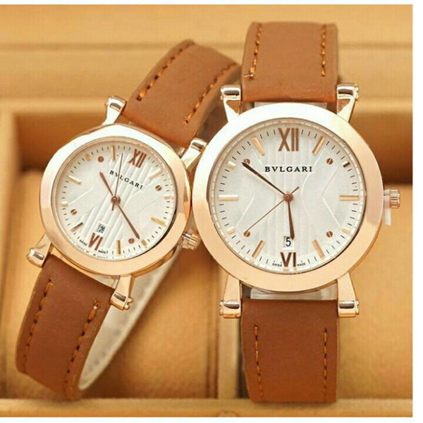 GARANSI SUPER JAM KULIT BVLGARI JAM TANGAN WANITA JAM TANGAN PRIA JAM COUPLE BOX+BATRE