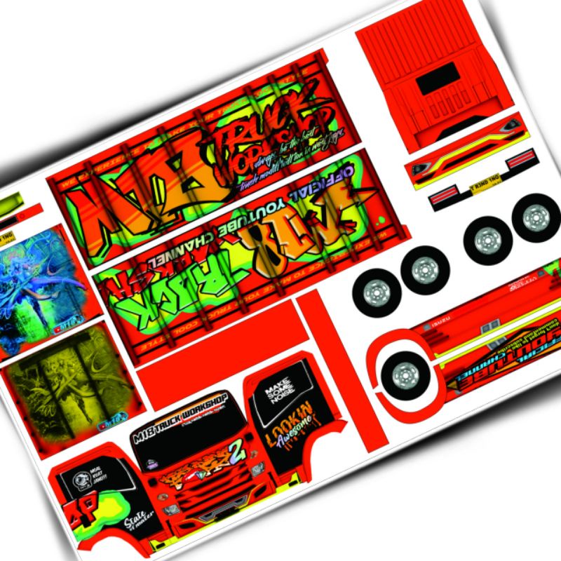 pola stiker miniatur truk oleng trending topic versi 2