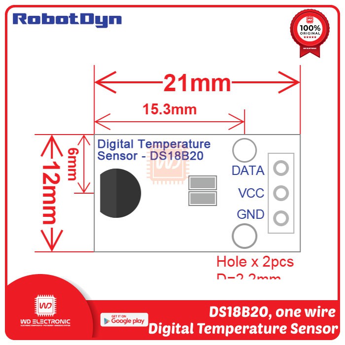 ROBOTDYN DS18B20 DIGITAL TEMPERATURE SENSOR DS18B20 MODULE