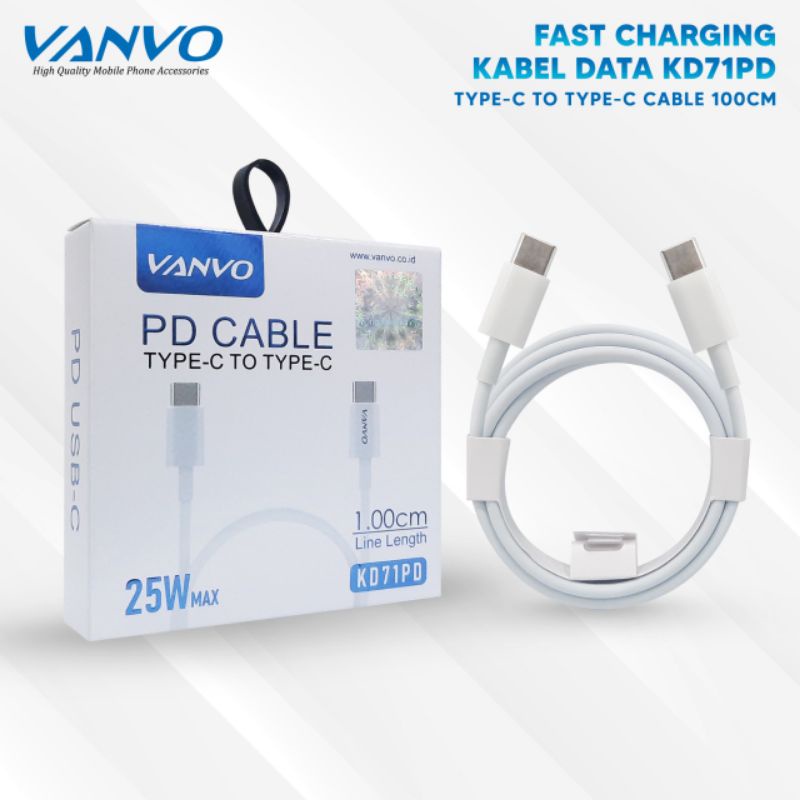 Kabel Data Type C To Type C Vanvo 25W Max Fast Charging KD71PD