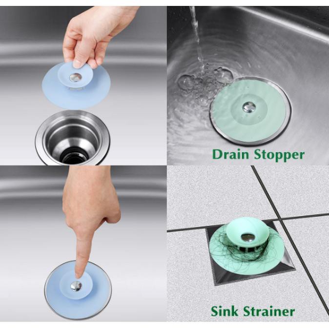 Avur 2 in 1 Flexible Drain Stopper Sink Strainer Plug tutup saringan