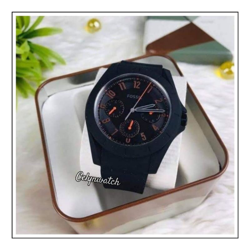 jam tangan pria fossil FS5288 strap rubber / karet black original