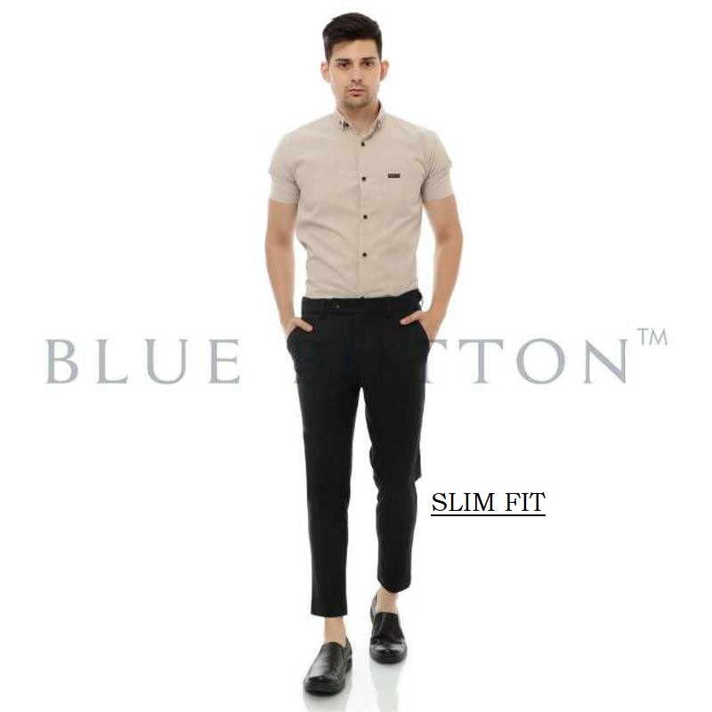 BlueButton Smart Chino Ankle Pants SLIM FIT Stretch Magic Waist Celana Panjang Chino Casual Formal Kerja Kekinian