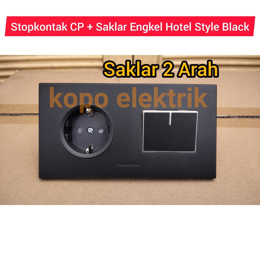 Panasonic Stopkontak CP + Saklar Engkel Hotel Style Black Minimalis