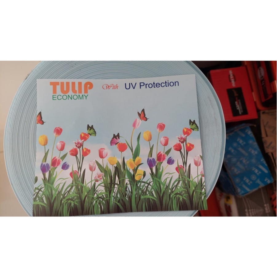 Fiber Pagar Fiber Plat Fiber Tutup Pagar Fiber Motif bunga tulip dan kupu kupu background putih