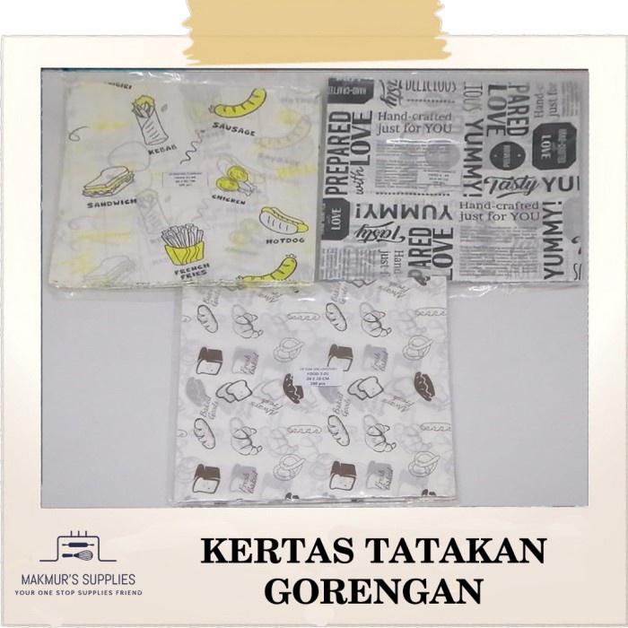Kertas nasi motif/tatakan gorengan/tatakan motif 20x20