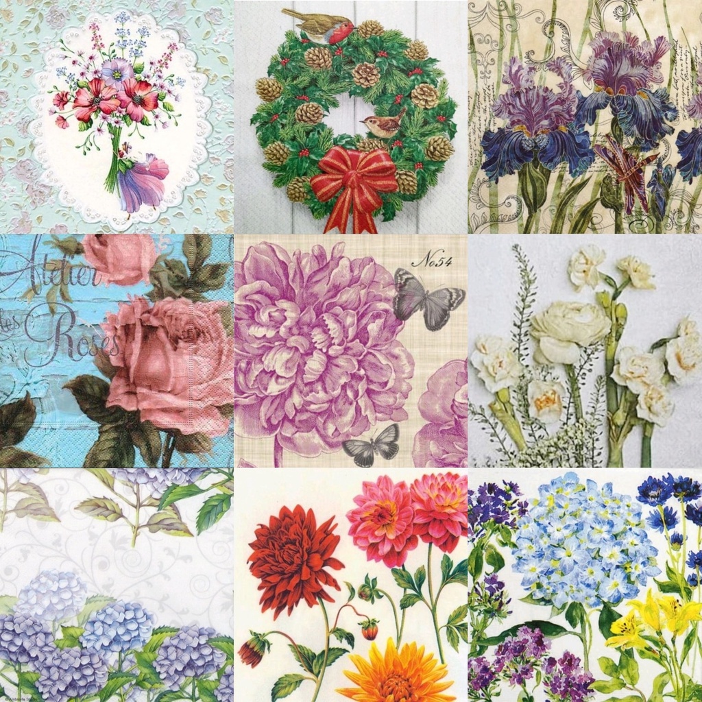TISU NAPKIN DECOUPAGE EROPAH – Flower Motif AY