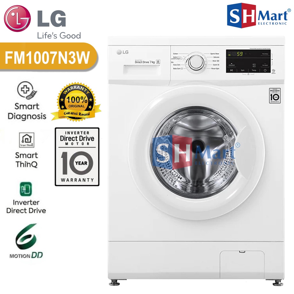 MESIN CUCI LG FRONT LOADING KAPASITAS 7 KG FM1007N3W INVERTER GARANSI RESMI ( Medan )