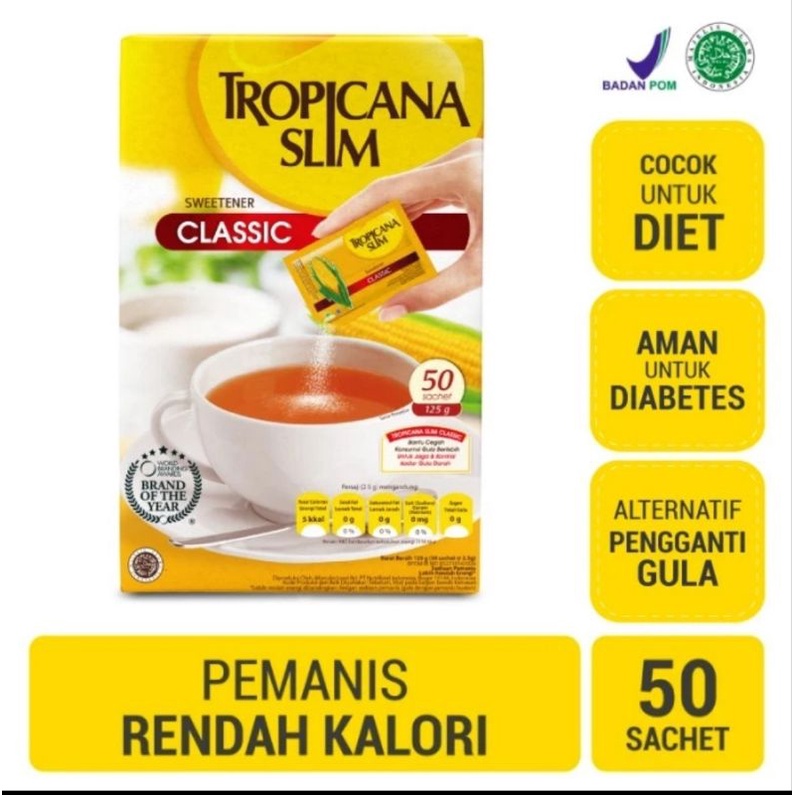 

TROPICANA SLIM SWEETENER CLASSIC 50 SACHET 50PCS PEMANIS
