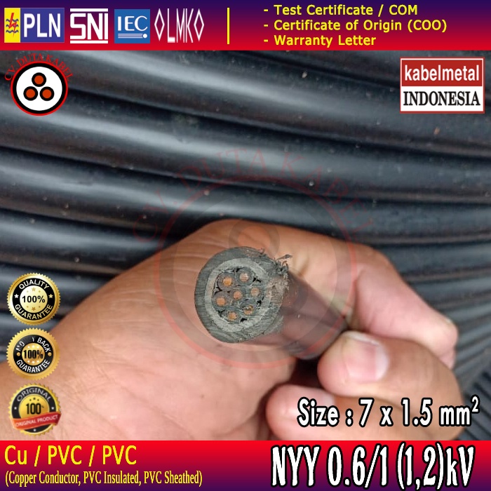 Kabel NYY 7x1,5 mm mm2 KABEL METAL (KMI) /7 x 1,5 mm mm2/7x1.5 mm mm2/7 x 1.5 mm mm2/7x1.5/7x1,5