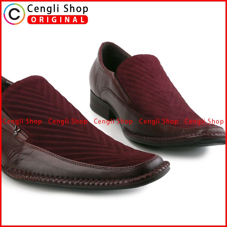 PLAYBOY SEPATU KERJA KANTOR PRIA BRANDED ORIGINAL MERAH MAROON PL87