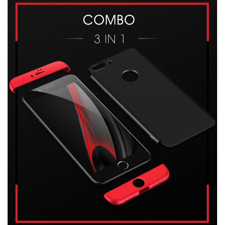 Terbaru Iphone 7 Plus Iphone 7Plus Hardcase Case 360 Full Protective - Hitamlistmerah Buru Order