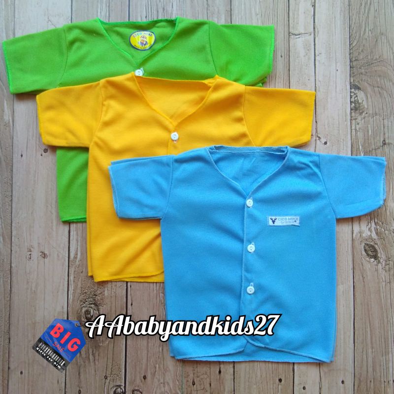 DAPAT 6PC!!! Cico Miko Baju Bayi Lengan Pendek Polos Usia Newborn Lembut Halus dan SNI