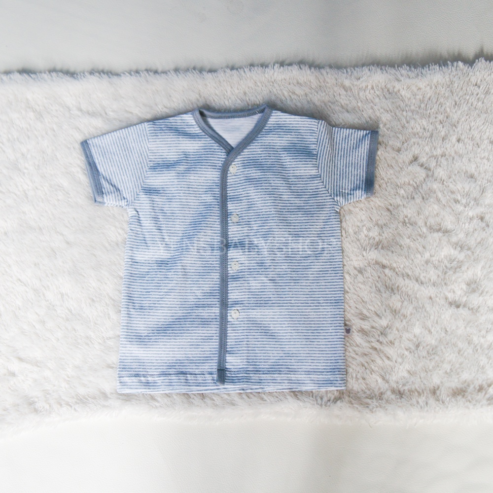 NARY Baju Kancing Anak Lengan Pendek Garis Denim - Bayi