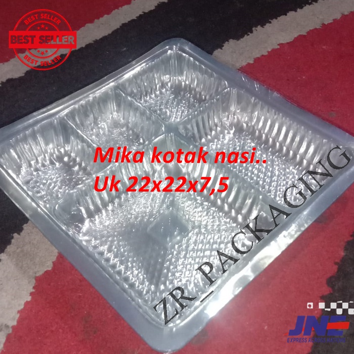 

Mika sekat lima/mika plastik/mika tumpeng mini/mikat 5/mika sekat lima 22x22/mika sekat nasi dos box/mika sekat 4