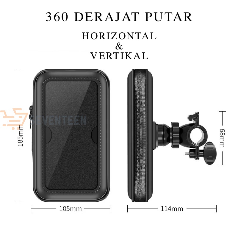 SEVENTEEN TAS HOLDER COVER HP SEPEDA MOTOR ANTI HUJAN PHONE HOLDER SPION STANG MOTOR WATERPROOF ANTI BASAH