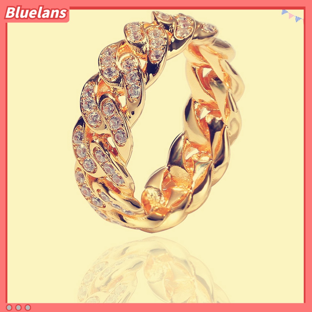 Bluelans Cincin Bahan Alloy Model Twisted Aksen Cubic Zirconia Untuk Hadiah