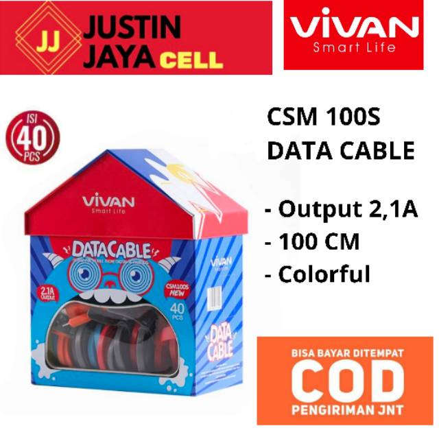 Kabel Data Vivan CSM100S 2,1A/ PCS (Justin Jaya Cell)