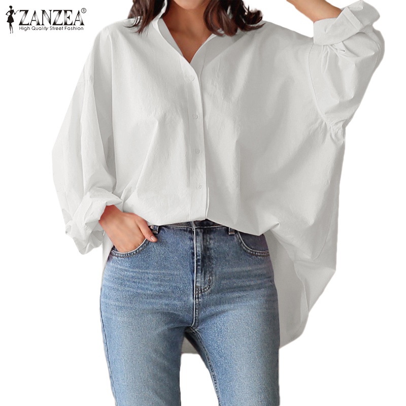 ZANZEA Women Turn-Down-Collar Casual Long Sleeve Button Cuffs OL Blouse