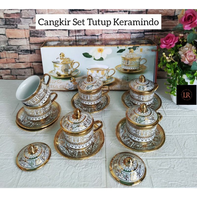 Jual Cangkir Set Keramindo Sery Eksklusif Putih Polos Cangkir Polos Plus Tutup Cangkir Putih 7839