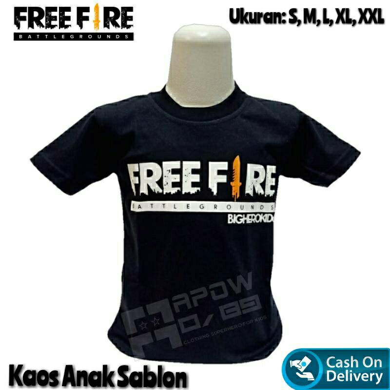 kaos anak baju anak sablon FF COD kaos oblong anak usia 1-10 tahun ukuran s-xxl