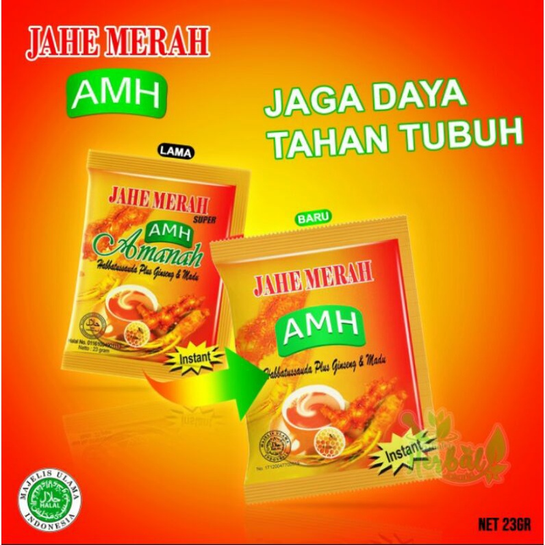 

Jahe Merah Super AMH Plus Ginseng,Habbatussauda dan Madu 10 sachet