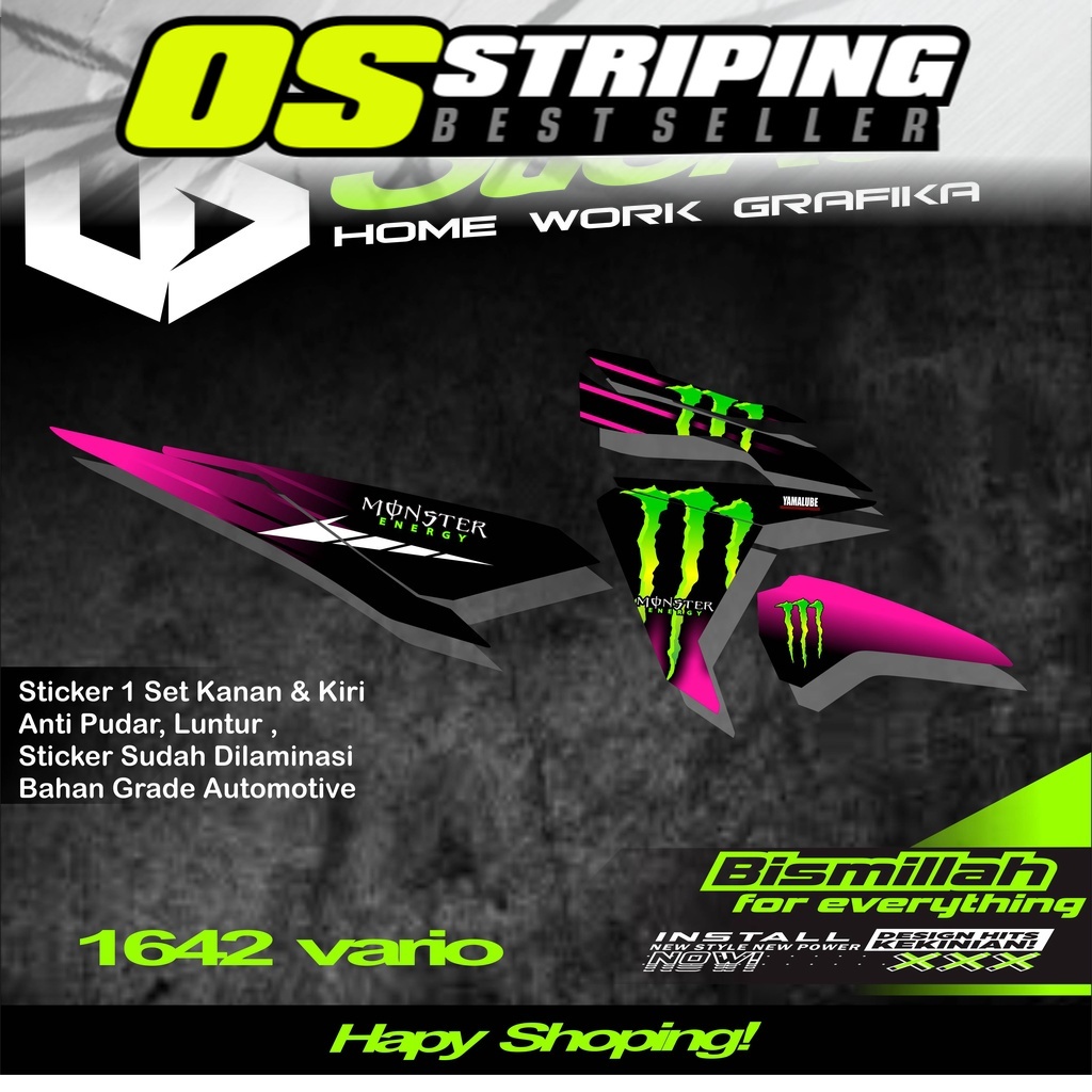 1642 Sticker Striping Motor VARIO 125 & 150 TAHUN 2015-2017 List Variasi Monster
