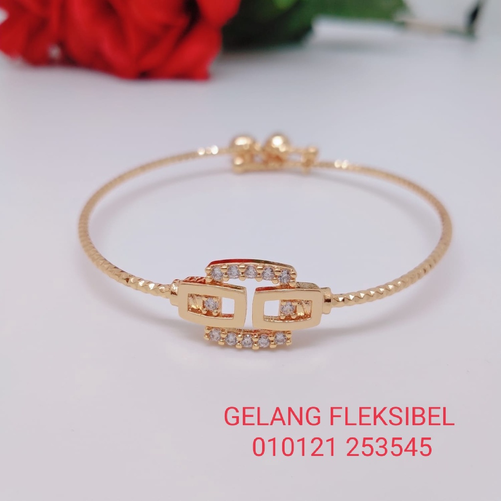 Gelang Tangan Fleksibel Bangle Wanita Titanium Xuping Perhiasan Aksesoris Fashion Lapis Emas Anti Karat