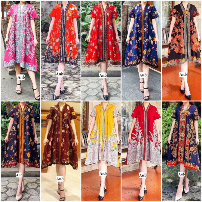 DRESS BATIK UNGGUL JAYA//DRESS PENDEK MERAH KUNING NAVY