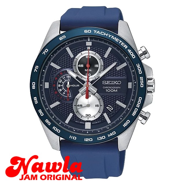 Seiko Quartz SSB289P1 Chronograph Blue Rubber - Jam Tangan Pria SSB289