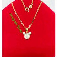 Kalung anak rantai Nori+liontin Mickey mouse Rose gold perak asli 925/Silver lapisan mas kuning murni!!!