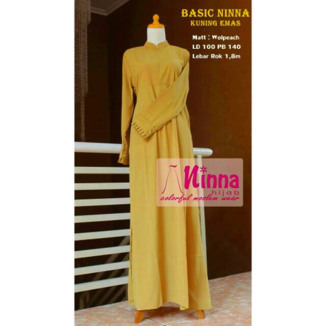 Gamis Polos Wolfis Syari - Kuning Emas