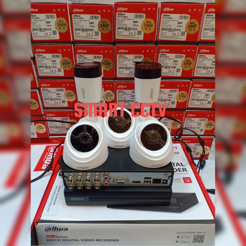 PAKET CCTV DAHUA 5MP 8 CHANNEL 5 CAMERA LENGKAP GARANSI RESMI