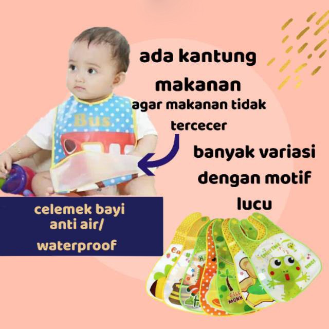 CELEMEK BAYI PLASTIK / SLABER PLASTIK WATERPROOF / CELEMEK ANTI AIR / BABY BIB | FADHILAH SHOP BJB