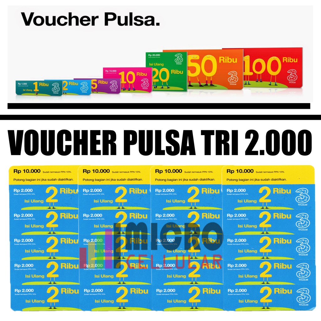 Voucher Pulsa TRI 2000 - Grosir Untuk Dijual Kembali