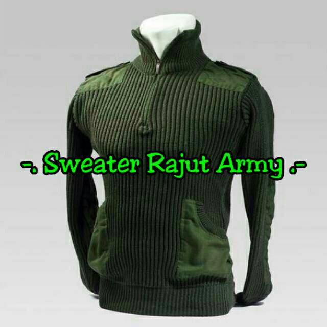 BP TSK Jaket Army Loreng Sweater Rajut (Hitam Hijau)