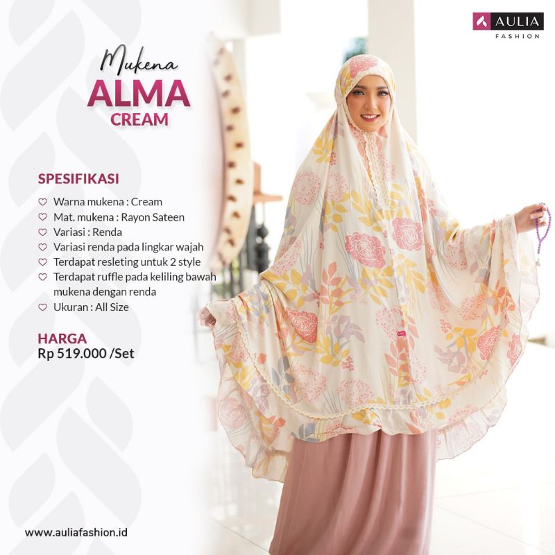 TERBARU 2022 MUKENA ALMA CREAM AULIA FASHION