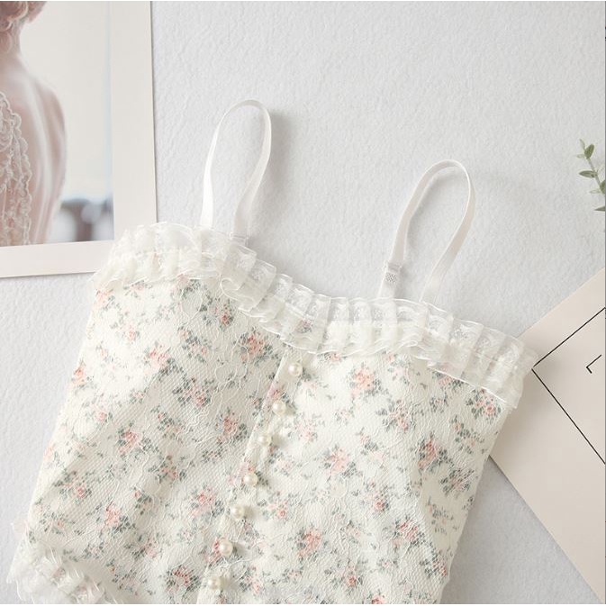 BV.ID BR747 BRA BH TANKTOP CROP KOREAN LACE FLORAL VINTAGE WANITA MOTIF BUNGA RETRO GAYA KOREA