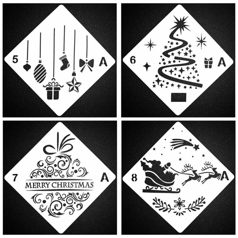 16pcs / set Template Stensil Desain Natal Untuk Scrapbook