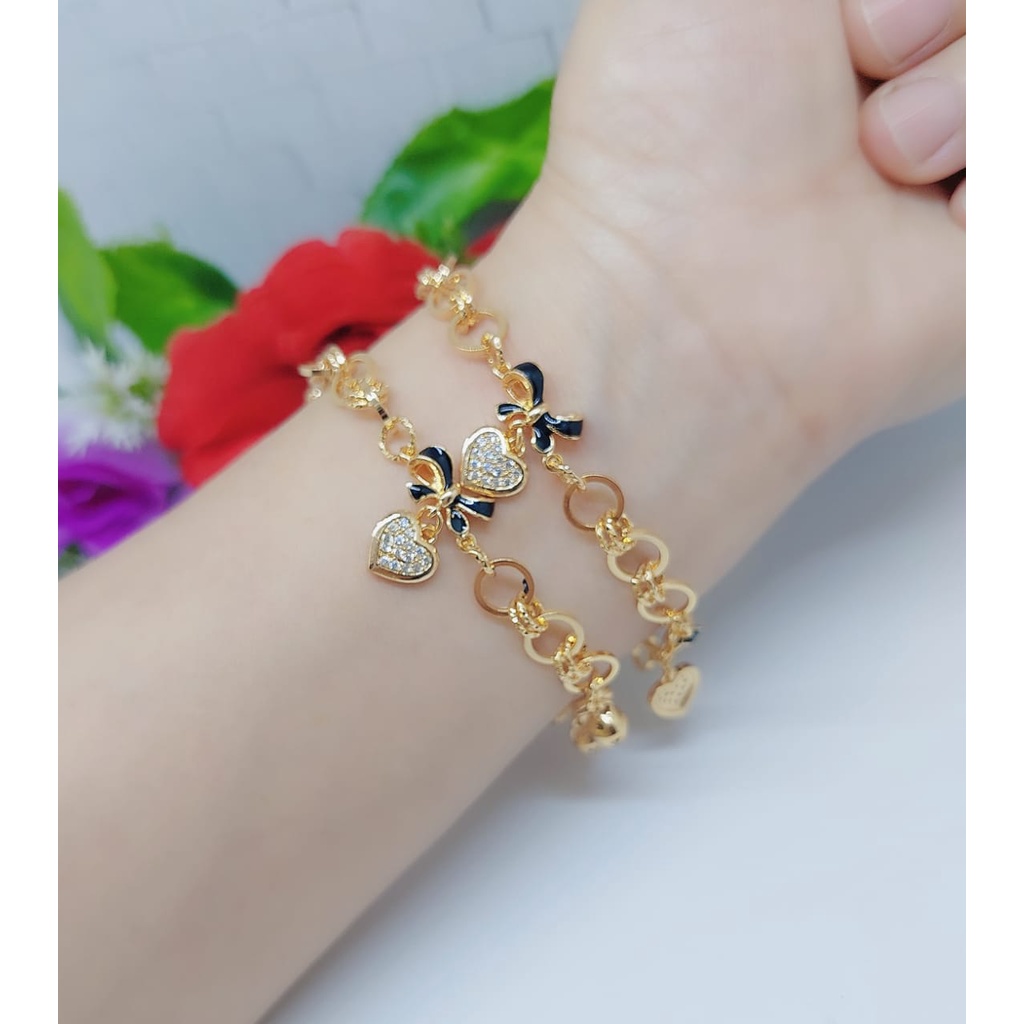 Gelang Xuping Motif Love Lapis Emas