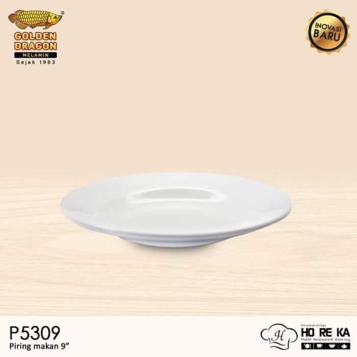 Piring Makan 9 inci Putih P5309 - Golden Dragon Melamine Horeka-1