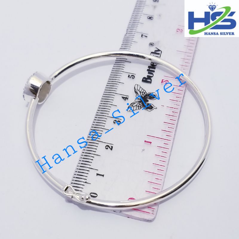 Gelang Perak Wanita Asli Silver 925 Lapis Emas Putih Model Bangle Love Bulat Kotak Dan Bunga - Gelang Perak Wanita Anti Karat