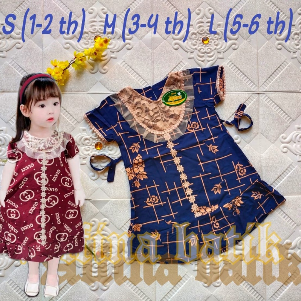 Homedress Daster Arab Renda Brokat Anak Motif ANGGUR Tali Belakang Bawah Usia 1 - 6 Tahun