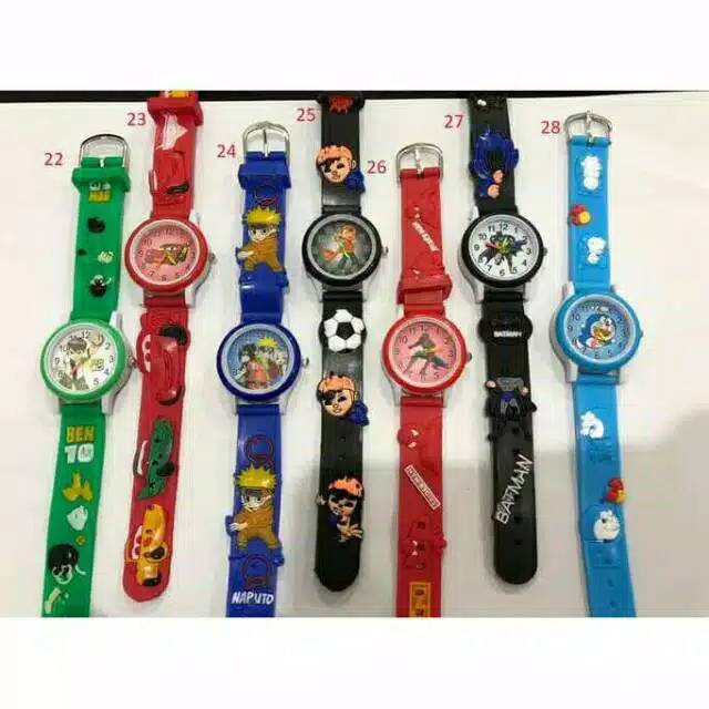 Jam Tangan Anak Perempuan Laki-Laki Strap Rubber Karakter Timbul 3D