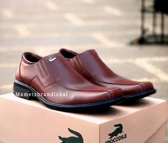 Best Product - Sepatu Pantofel Hitam Coklat Pria Tanpa Tali Pendek Kulit Swedian Formal Kerja Kantor-4