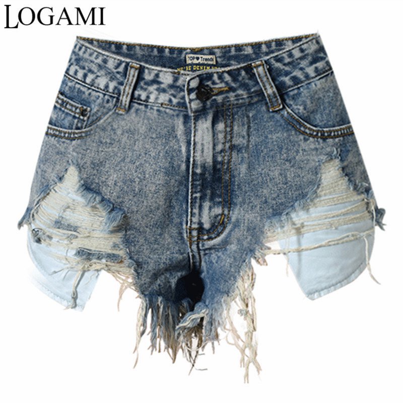 Short Women Jeans Vintage Mini Denim Shorts High Waist Slim Irregular Hole Sexy Jeans Shorts Summer