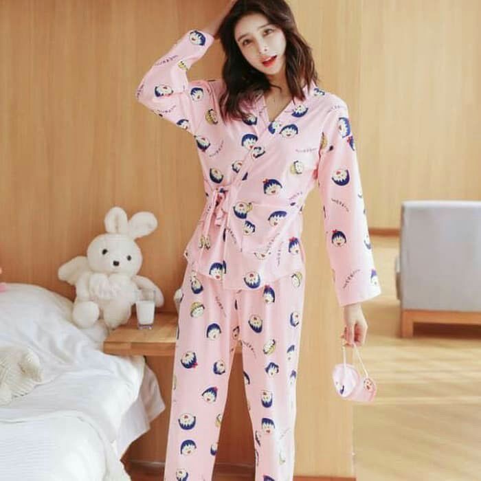 Kimono import / baju tidur wanita / celana panjang / kimono import bahan katun